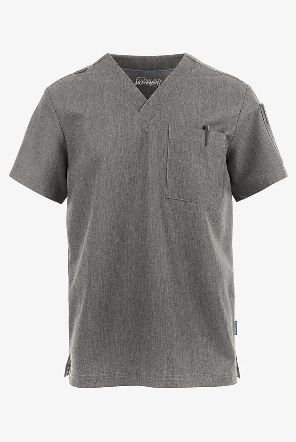 MOVEMENT by Butter-Soft Mars Men's 3-Pocket V-Neck Scrub Top - Graphite Heather - 1