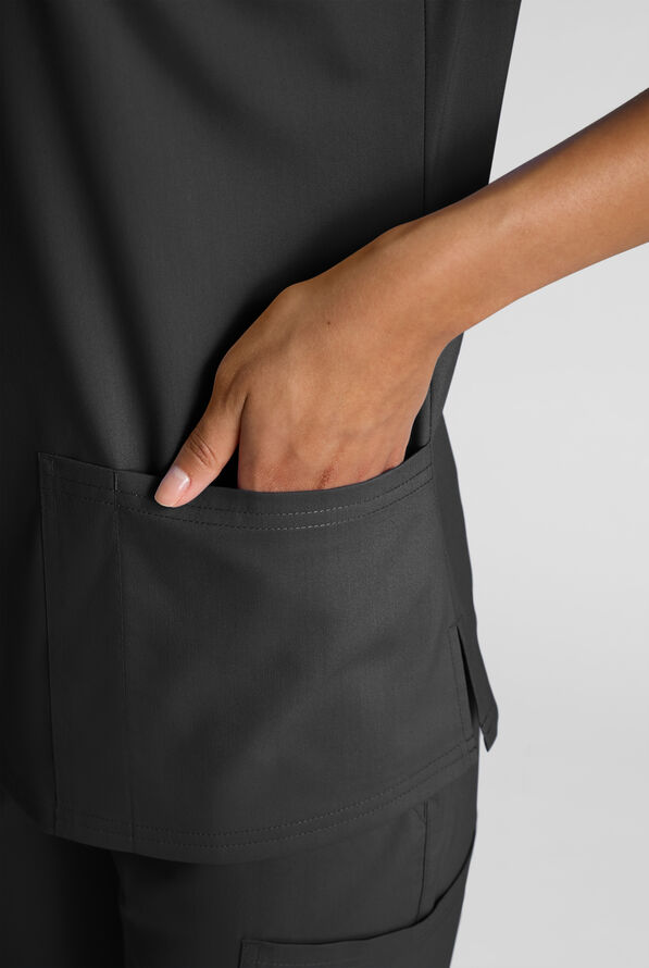 Butter-Soft STRETCH Women's 4-Pocket V-Neck Scrub Top - Black - 6