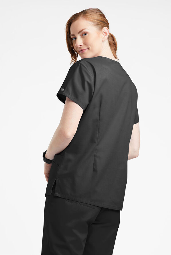 Butter-Soft Originals Women's 7-Pocket Curved V-Neck Scrub Top - Black - 3