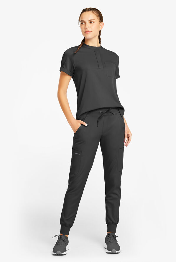 HH Works by Healing Hands Rhea Women's 6-Pocket STRETCH Cargo Jogger Scrub Pants - Black - 4