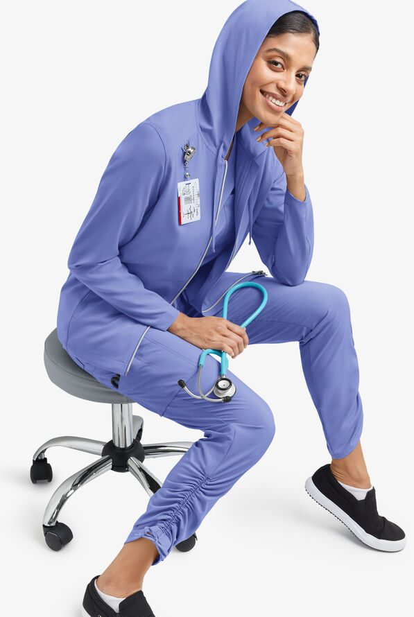 Sudadera m&eacute;dica Easy STRETCH Selena con cremallera y 5 bolsillos para mujer - Ceil Blue - 8