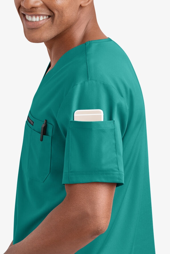 Advantage STRETCH Men's 4-Pocket V-Neck Scrub Top - Teal - 3