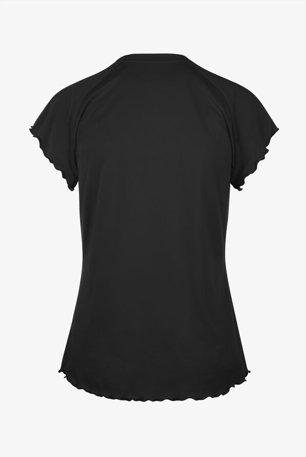 Blusa médica Med Couture Layers Knit STRETCH con dobladillo fruncido y 1 bolsillo para mujer - Black - 2