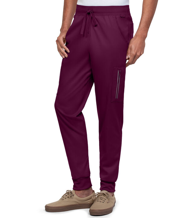 Strictly Scrubs Active STRETCH Men's 9-Pocket  Knit Waist Jogger Scrub Pant - Wine - 1