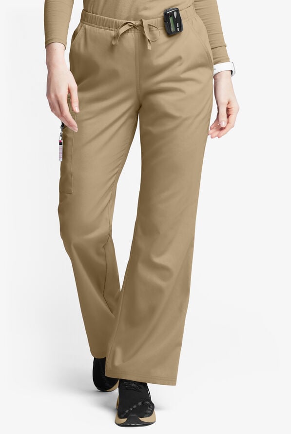 Butter-Soft Originals Women's 6-Pocket Mid Rise Flare Leg Scrub Pants - Golden Sand - 1