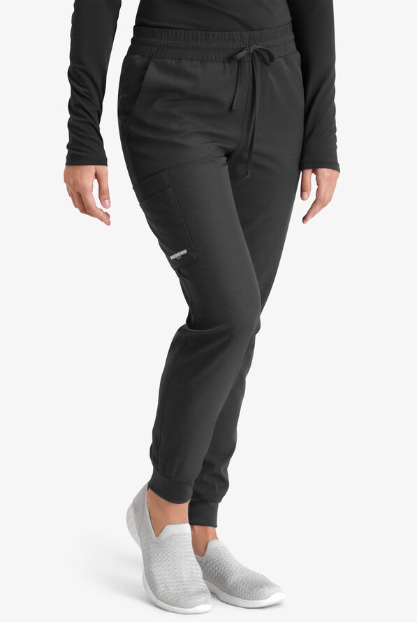 Skechers by Barco Theory Women's 4-Pocket STRETCH Cargo Jogger Scrub Pants - Black - 1