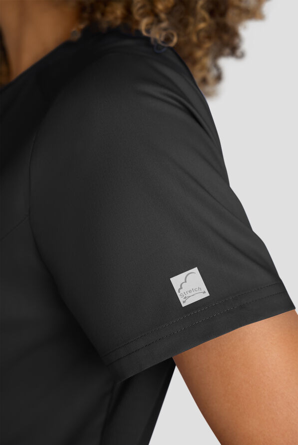 Butter-Soft STRETCH FLXTEK+ Women's 3-Pocket Crew Neck Scrub Top - Black - 7