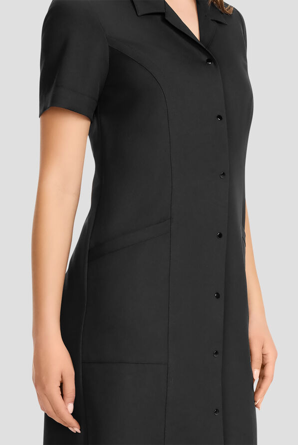 Cherokee Workwear Originals Ultra Women's 2-Pocket Button Front Scrub Dress - Black - 2