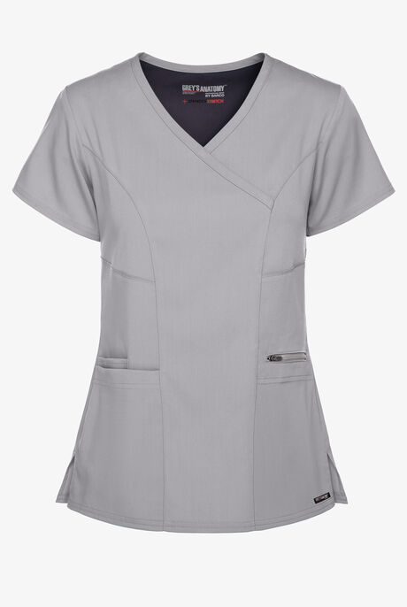 Grey's Anatomy by Barco Spandex STRETCH Kim Women's 3-Pocket Mock Wrap Scrub Top