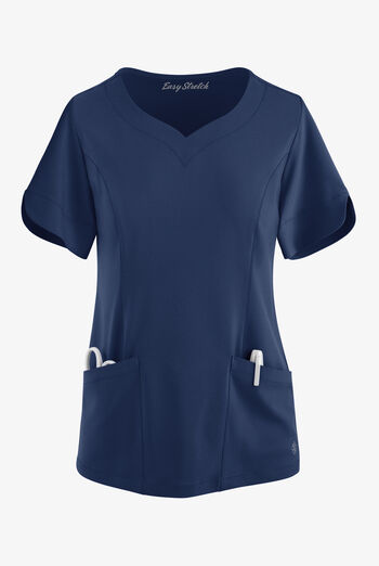 Blusa médica Easy STRETCH Aisha con escote corazón y 2 bolsillos para mujer