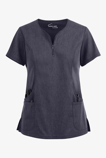 Blusa m&eacute;dica UA Butter-Soft STRETCH con cremallera en el cuello curvo y 4 bolsillos para mujer