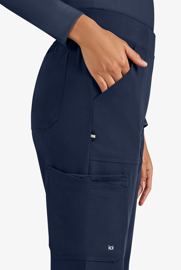 koi Next Gen Jump Start Women's 7-Pocket STRETCH Boot Cut Cargo Scrub Pants - Navy - 2