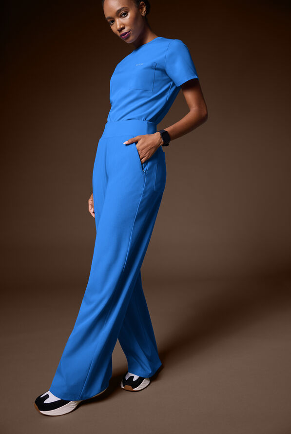 Pantal&oacute;n m&eacute;dico Hypothesis Y-Band estilo yoga con piernas anchas y 6 bolsillos para mujer - Royal - 6