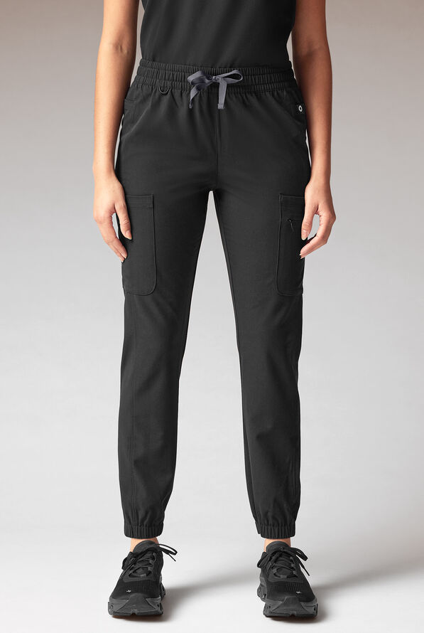 Pantalón médico Hypothesis Cache estilo jogger con 6 bolsillos para mujer - Jet Black - 1
