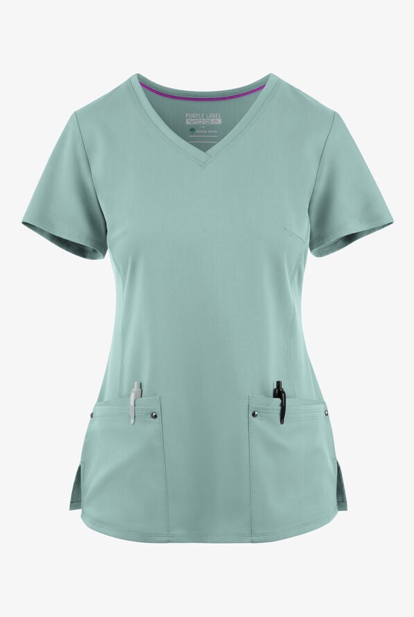 Blusa m&eacute;dica Healing Hands Purple Label STRETCH Juliet con 2 bolsillos y costuras estilo princesa para mujer - Rain Water - 1