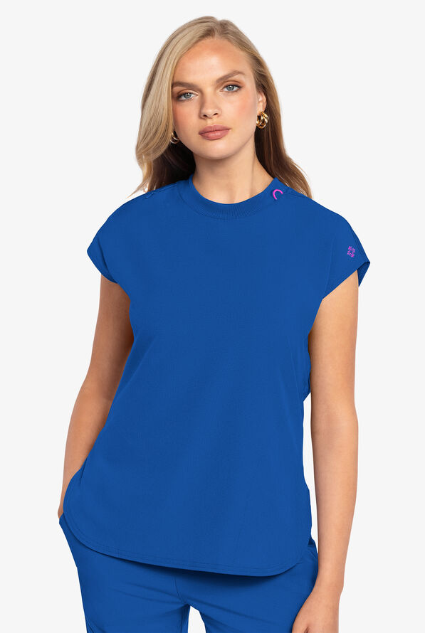 Med Couture Amp Women's 2-Pocket STRETCH Tuck in Dolman Crew Neck Scrub Top - Royal - 2
