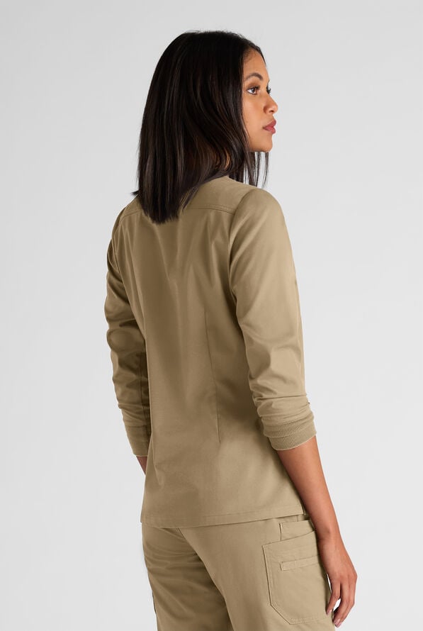 Butter-Soft STRETCH Women's 5-Pocket 3/4" Sleeve V-Neck Scrub Top - Golden Sand - 2