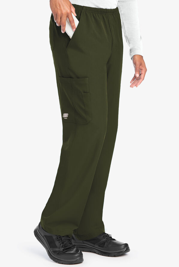 Skechers by Barco Structure Men's 4-Pocket STRETCH Cargo Scrub Pants - Olive - 1
