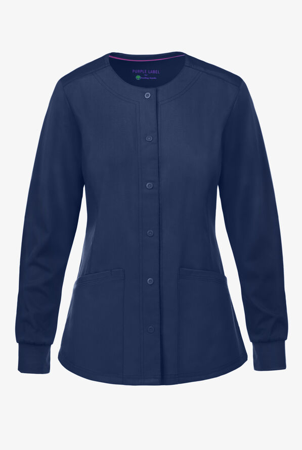Healing Hands Purple Label Daisy Women's 4-Pocket STRETCH Scrub Jacket - Navy - 1