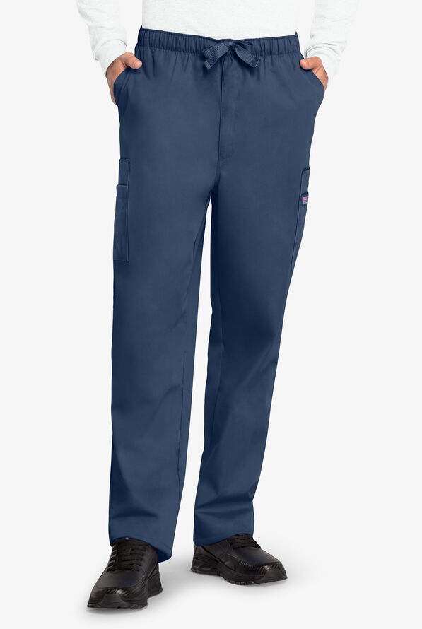 Cherokee Workwear Men's 7-Pocket Cargo Scrub Pants - Short - Navy - 1