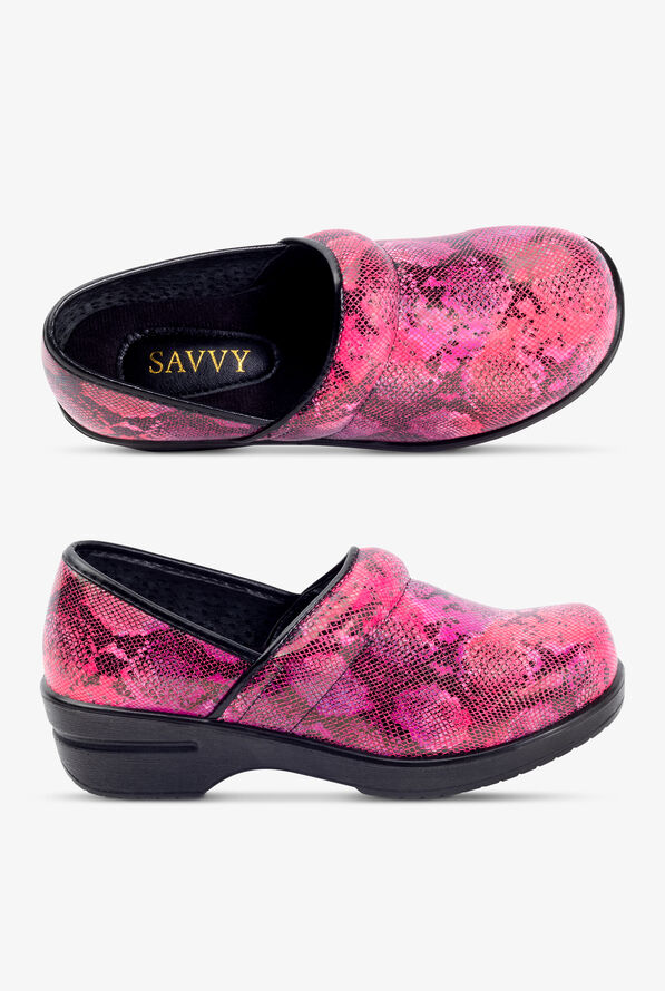 Savvy Women's Brandy Pink Serpent Nursing Clogs - null - 1