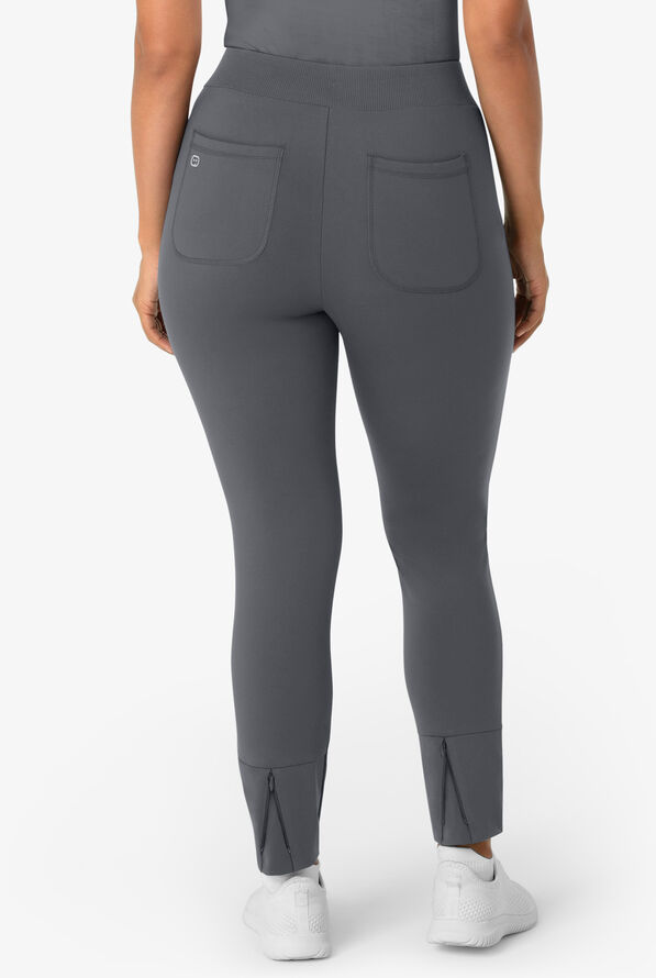 Wink Renew Knit Women's 5-Pocket STRETCH Ankle Zip Track Scrub Pants - Pewter - 2