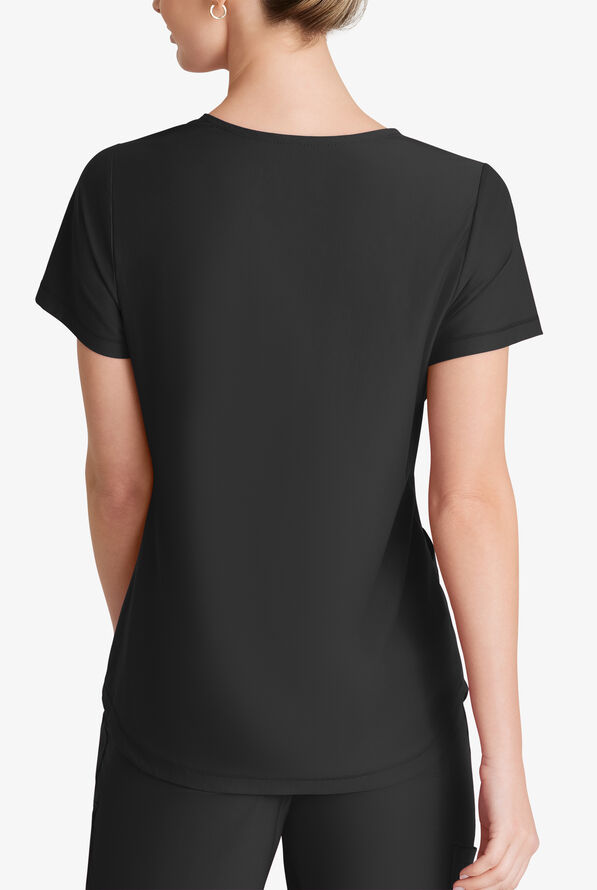 Skechers by Barco Slip-ins Serene Women's 3-Pocket STRETCH Gusset V-Neck Scrub Top - Black - 2