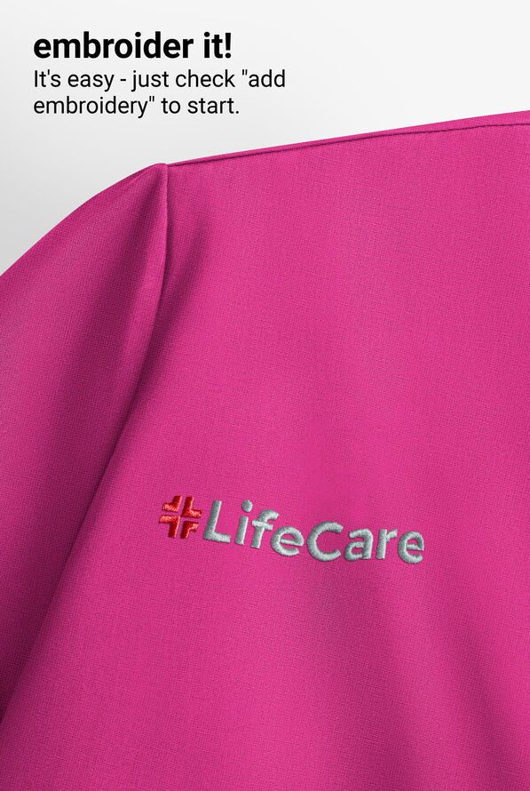 Infinity Women's 3-Pocket STRETCH Round Neck Scrub Top - Future Fuchsia - 5