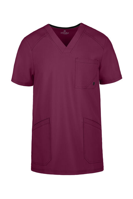 Infinity Men's 3-Pocket STRETCH Rib-Knit Side Panel Scrub Top