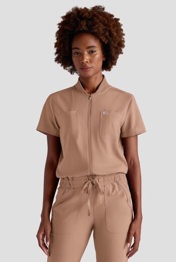 Blusa m&eacute;dica estilo mono Easy STRETCH Nika con cremallera y 2 bolsillos para mujer - Mono m&eacute;dico de 2 piezas