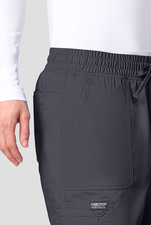 Cherokee Workwear Revolution Men's 12-Pocket STRETCH Drawstring Straight Pants - Pewter - 3