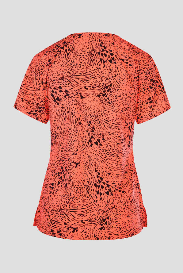 Blusa médica estampada Med Couture Wild Heart STRETCH con cuello en V y 1 bolsillo para mujer - null - 2