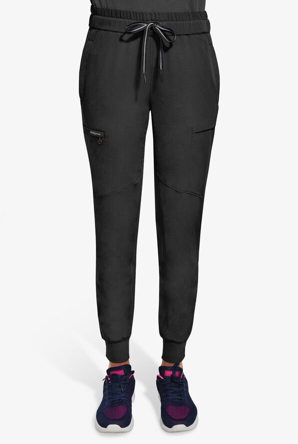 Healing Hands 360 Naya Women's 6-Pocket STRETCH Elastic Jogger Drawstring Scrub Pants - Black - 1