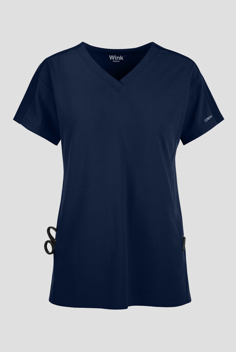 Wink Renew Women's 2-Pocket STRETCH Knit-Trim Dolman Tunic V-Neck Scrub Top