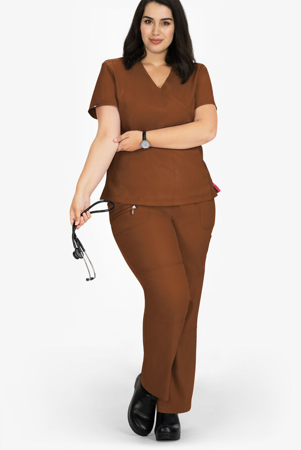 koi Lite™ Peace Women's 6-Pocket Drawstring Scrub Pants - Walnut - 3