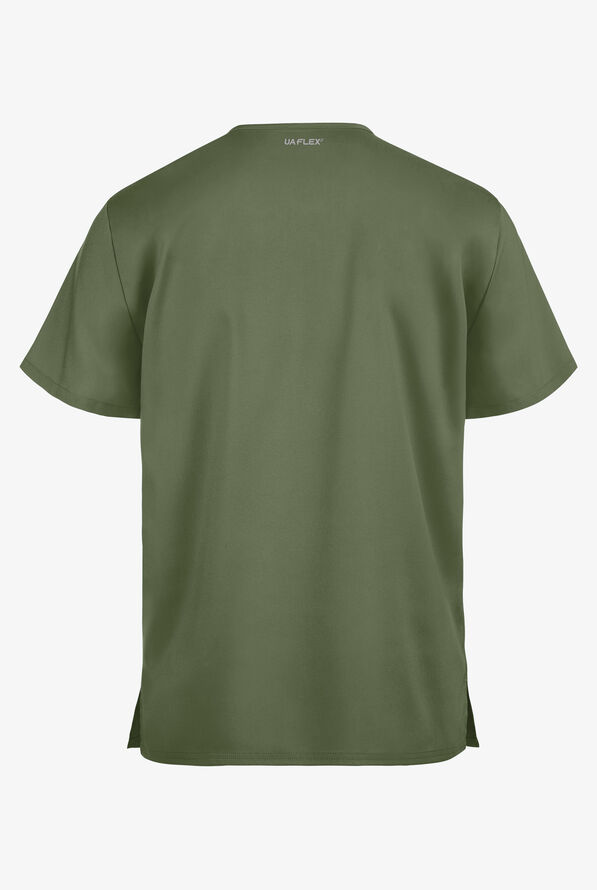 Blusa m&eacute;dica unisex UA Flex2 STRETCH con cuello en V y 4 bolsillos - Light Olive - 3