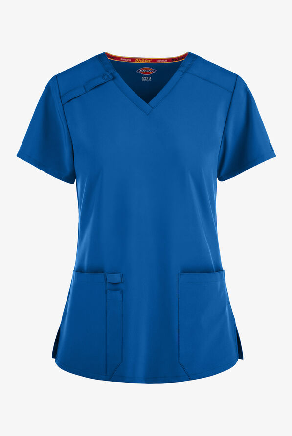Dickies EDS Essentials Women's 2-Pocket STRETCH V-Neck Scrub Top - Royal - 1