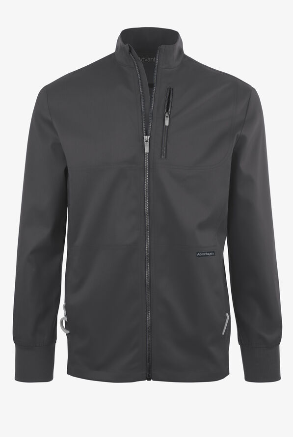 Advantage STRETCH Men's 4-Pocket Zip Front Warm-Up Scrub Jacket - Pewter - 1