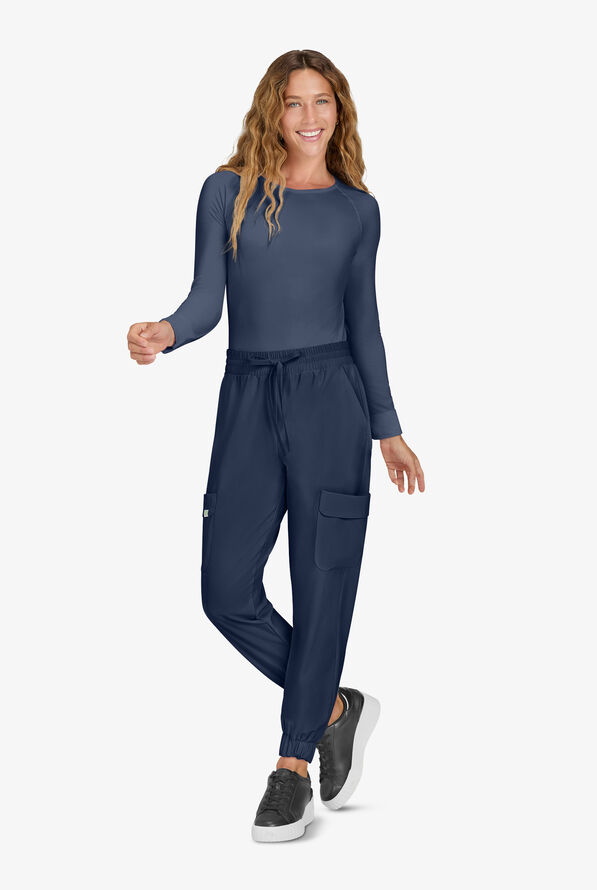 Planet koi Terra Women's 6-Pocket STRETCH Drawstring Waist Cargo Jogger Scrub Pants - Navy - 4