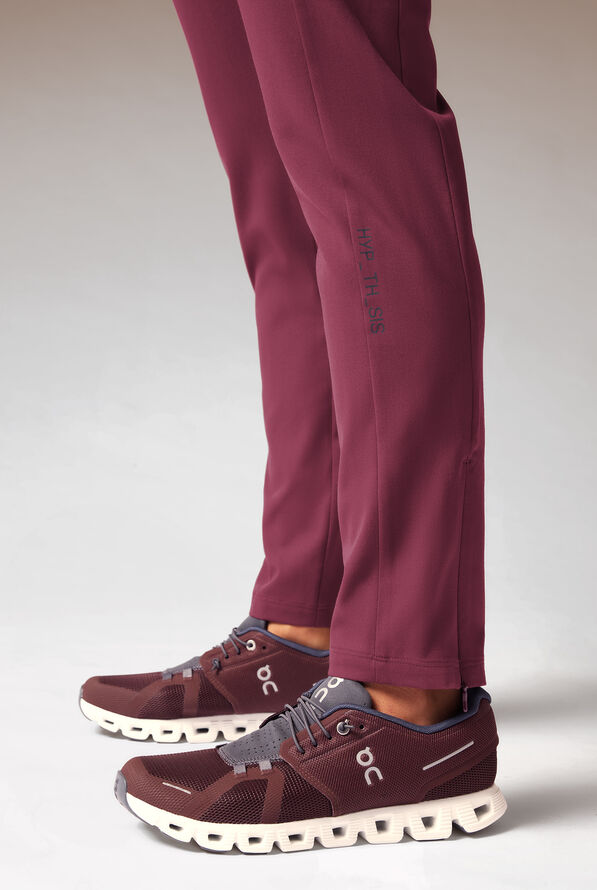 Hypothesis Dynama Y-Pant Women&rsquo;s 7-Pocket Yoga-Inspired Scrub Pant - Wine/Pewter - 7