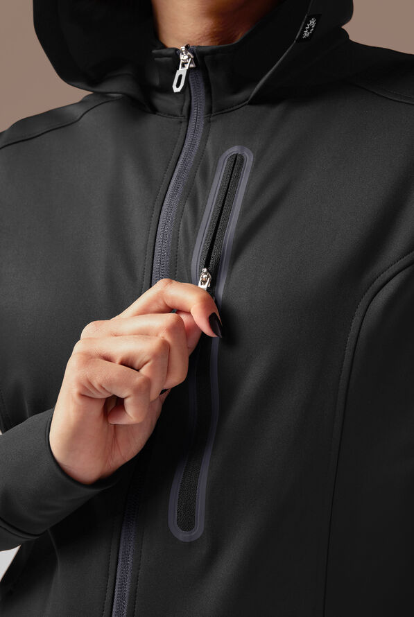 Hypothesis Super-Dermal Women’s Zip Front Multi-Pocket Scrub Jacket - Jet Black/Pewter - 6