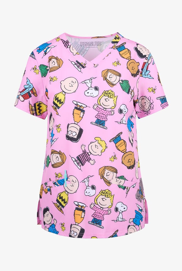 Peanuts by Funscrubs Women's 2-Pocket STRETCH V-Neck Print Scrub Top - null - 1