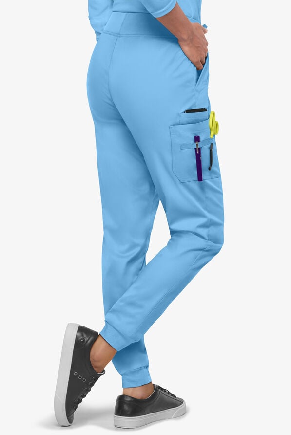 Pantal&oacute;n m&eacute;dico Butter-Soft STRETCH estilo cargo jogger con 5 bolsillos para mujer - Blue Oasis - 4