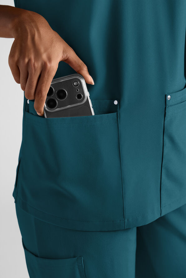 Easy STRETCH Women's 8-Pocket Scrub Set - Petite - Caribbean Blue - 5