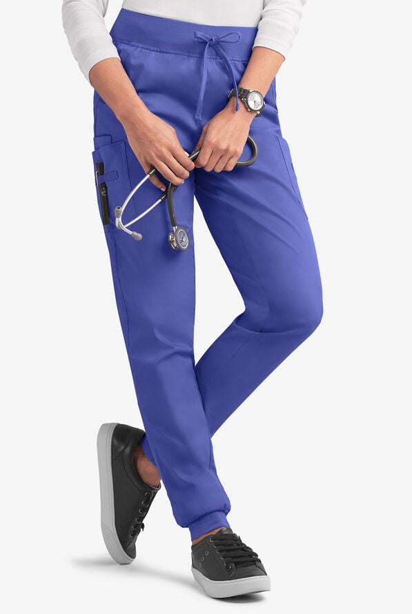Butter-Soft STRETCH Women's 5-Pocket Cargo Jogger Scrub Pants - Amparo Blue - 1