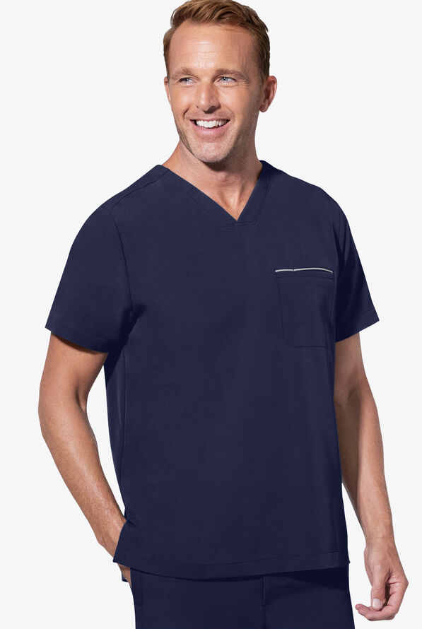 Healing Hands 360 Spencer Men's 1-Pocket STRETCH V-Neck Scrub Top - Navy - 2