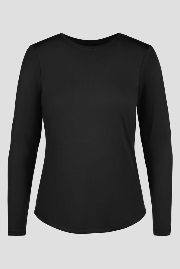 Camiseta m&eacute;dica Zavate Ava Therese Tiffany Knit STRETCH con mangas largas para mujer - Black - 1