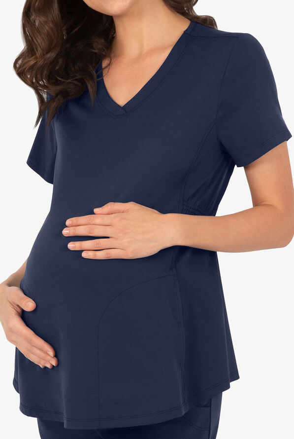 HH Works by Healing Hands Mila Women's 2-Pocket STRETCH Maternity Scrub Top - Navy - 2