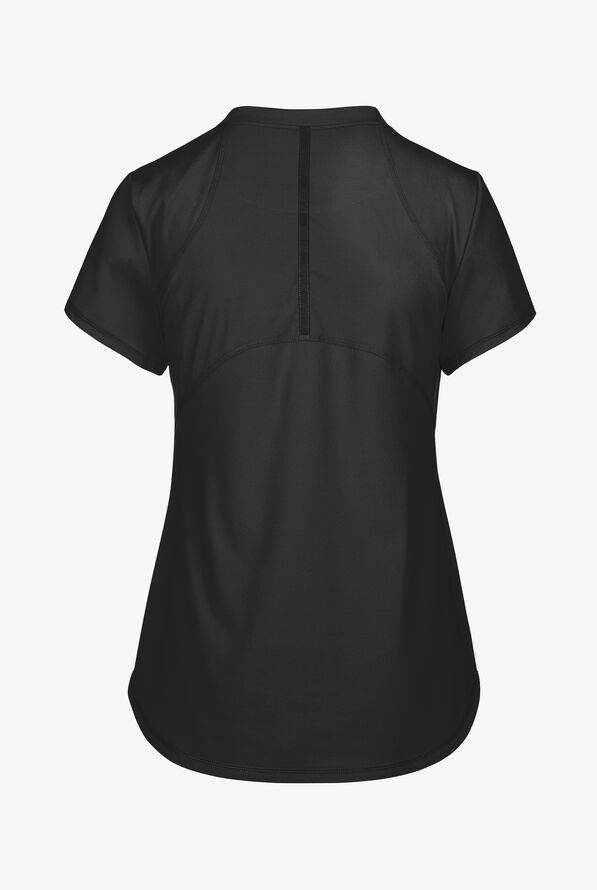 Grey's Anatomy by Barco Knit STRETCH Define Women's 2-Pocket Banded Notched V-Neck Scrub Top - Black - 2