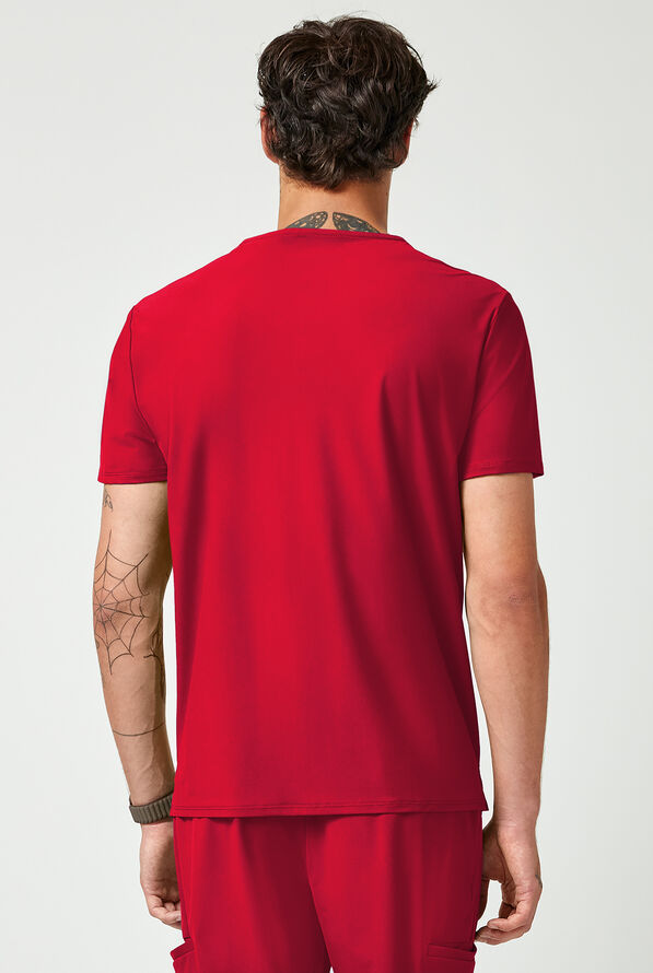 Infinity Pursuit Men's 3-Pocket STRETCH V-Neck Scrub Top - Cherry Pop - 4